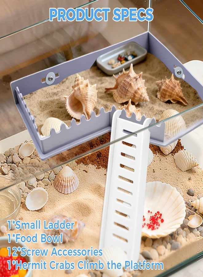 KCMOSGI Hermit Crab Accessories - Hermit Crab Platform with Ladder and Food Dish, Hermit Crab Climbing Toys, Habitat Tank Accessories for Hermit, Geckos, Small Lizards - Image 3